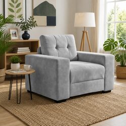 Light Velvet Sofa Chair in Grey for Relaxation