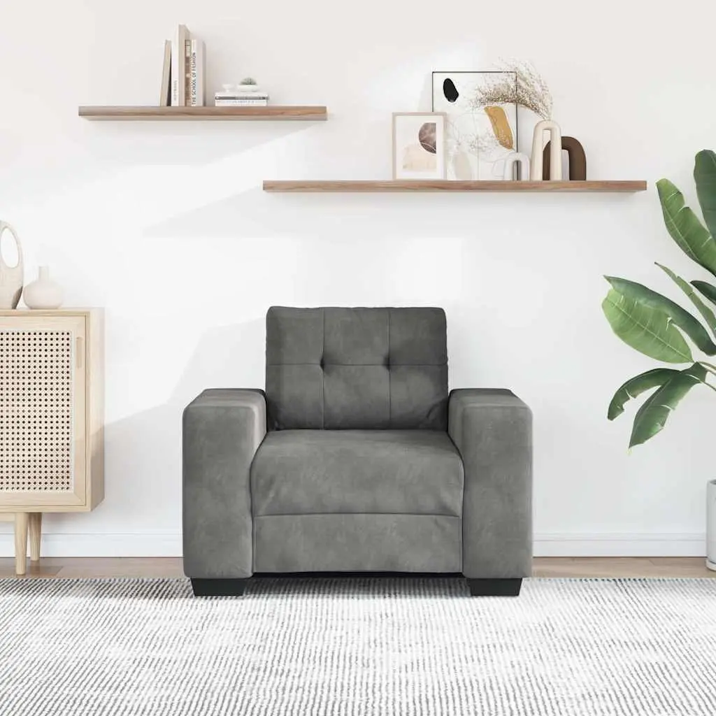 Sofa Chair Grey Velvet Lounge Seat Modern Living Room Armchair Relaxation