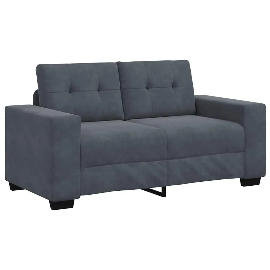 Loveseat Sofa Velvet Dark Grey 2 Seater 160 x 77 x 82 cm