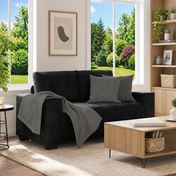 Compact Black Velvet Loveseat Sofa for Stylish Spaces