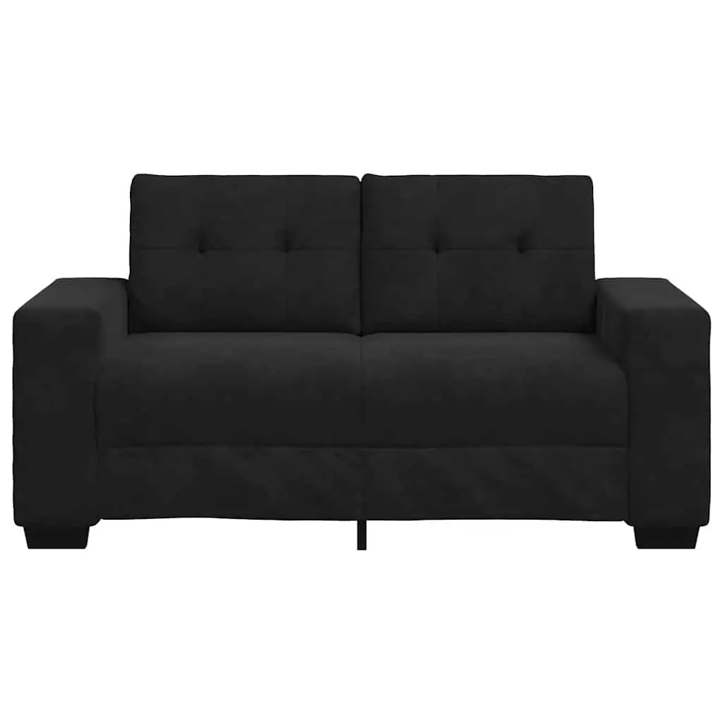 Loveseat Sofa Black Velvet 2 Seater Couch 160x77x82cm Living Room Bedroom