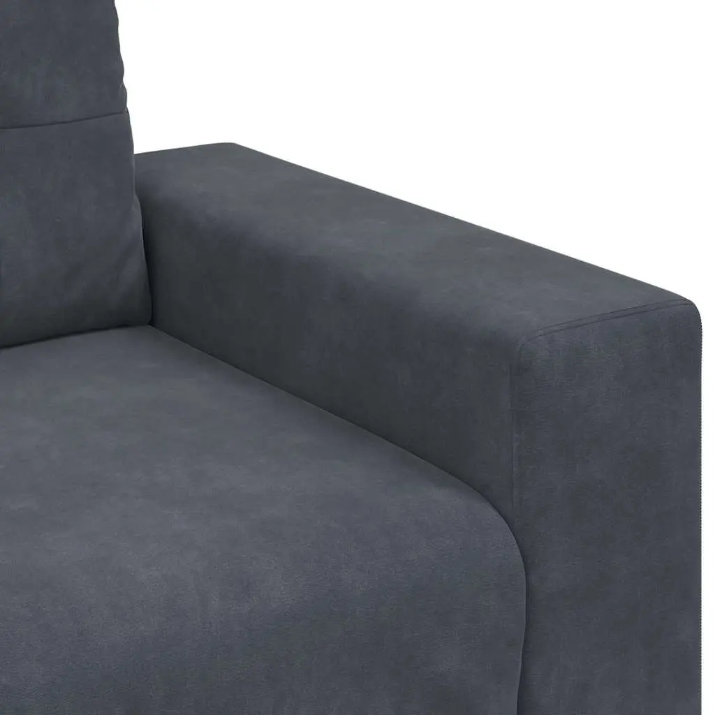 3-Seater Sofa Velvet Dark Grey Padded Seats
