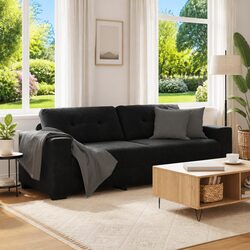 Stylish 3-Seater Black Velvet Sofa for Comfort and Durability