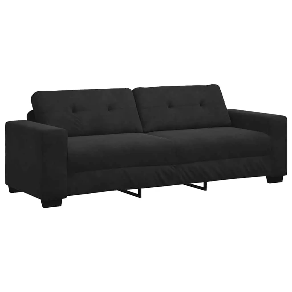3-Seater Sofa Velvet 220 x 78 x 80 cm Black