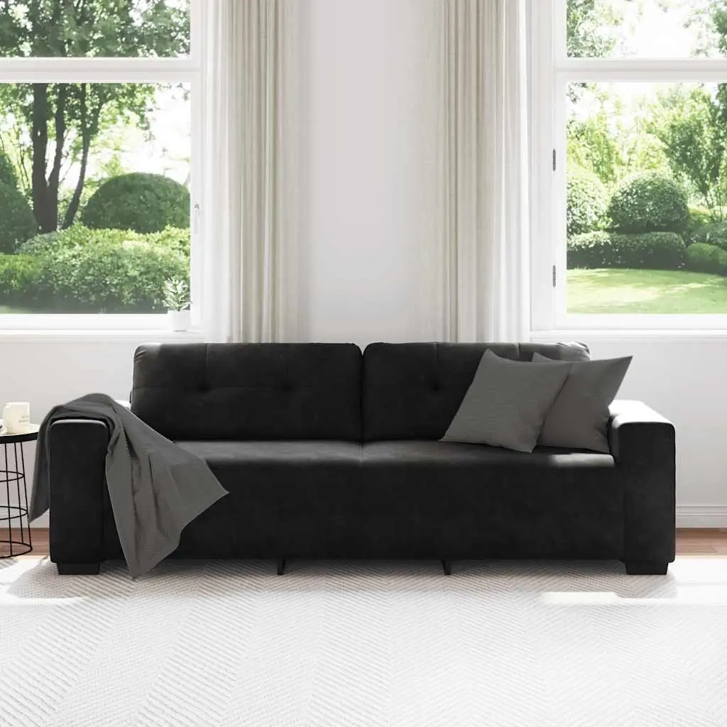 3-Seater Sofa Velvet 220 x 78 x 80 cm Black