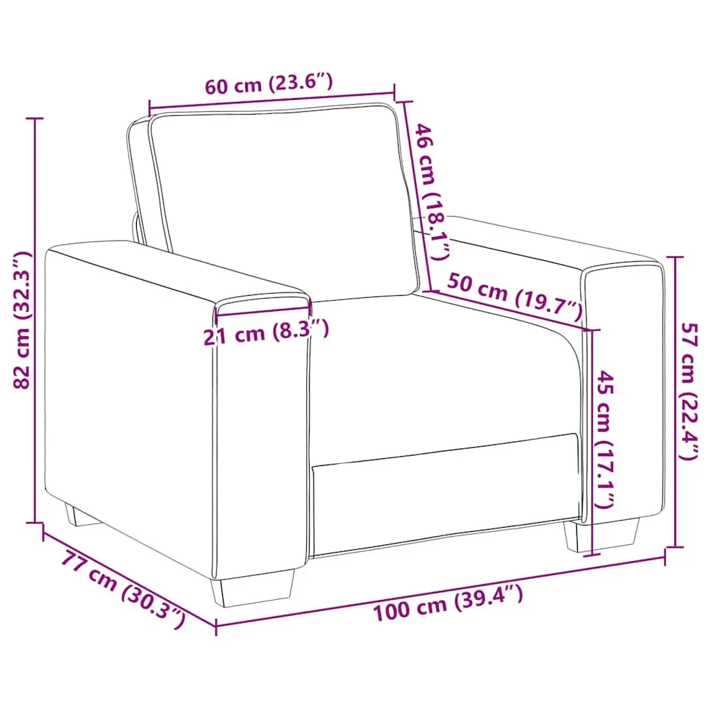 Sofa Chair Polyester 100x77x82cm Grey