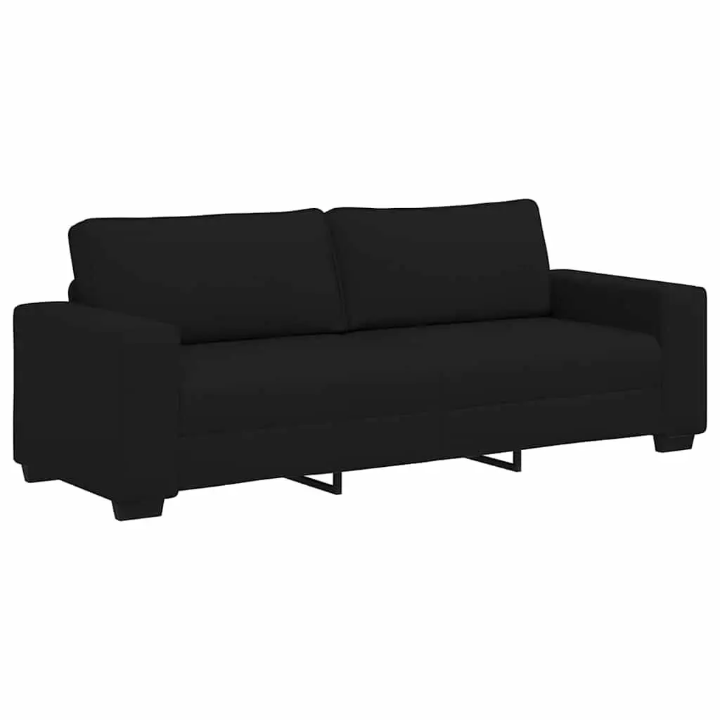 3-Seater Sofa Black Fabric Living Room Lounge Couch Armrest Seat 220x77x82cm