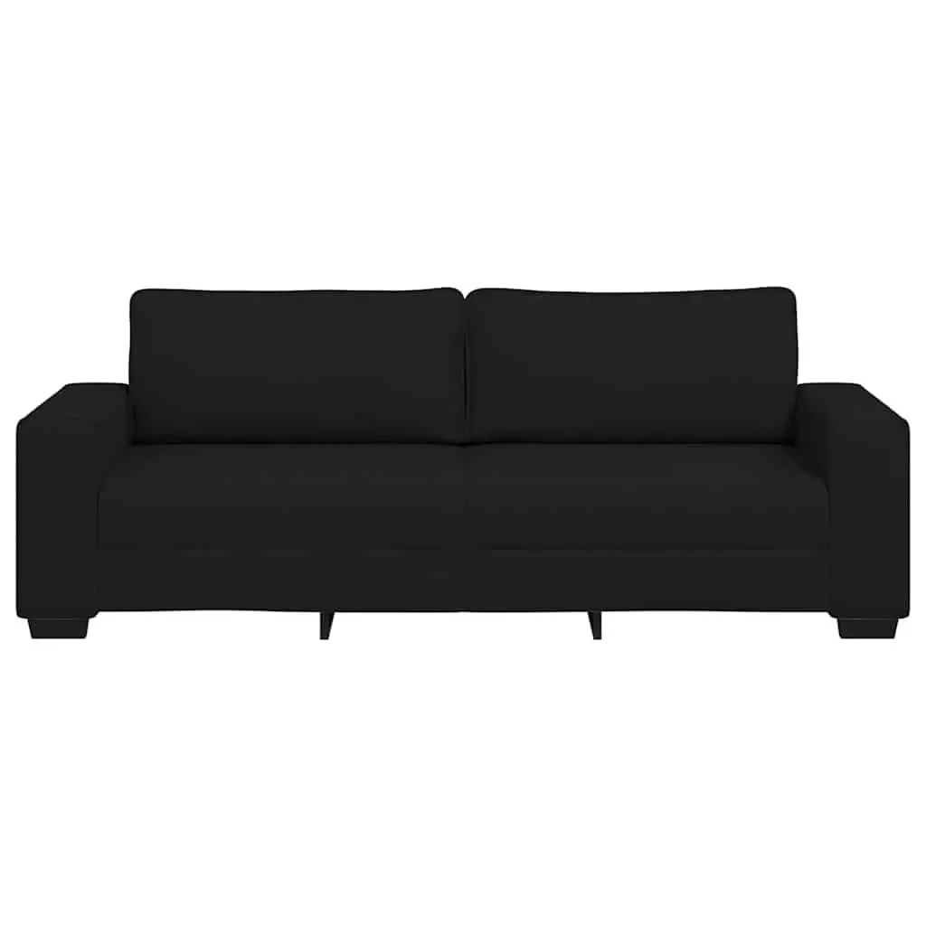 3-Seater Sofa Black Fabric Living Room Lounge Couch Armrest Seat 220x77x82cm