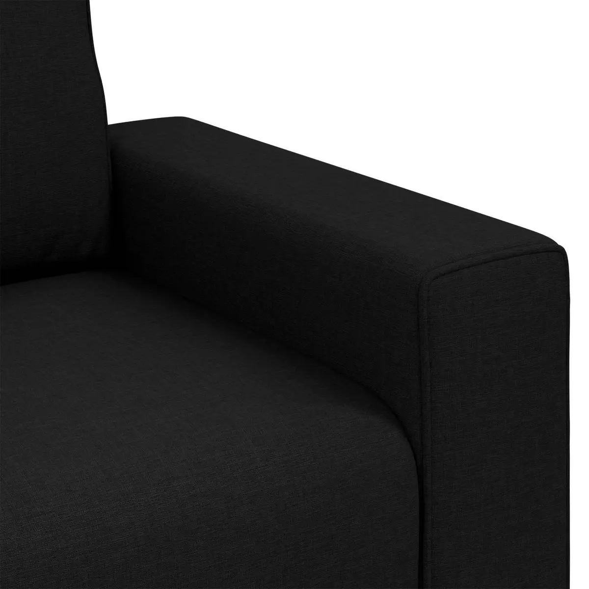 Black Modern Fabric Sofa Chair with Wide Armrests