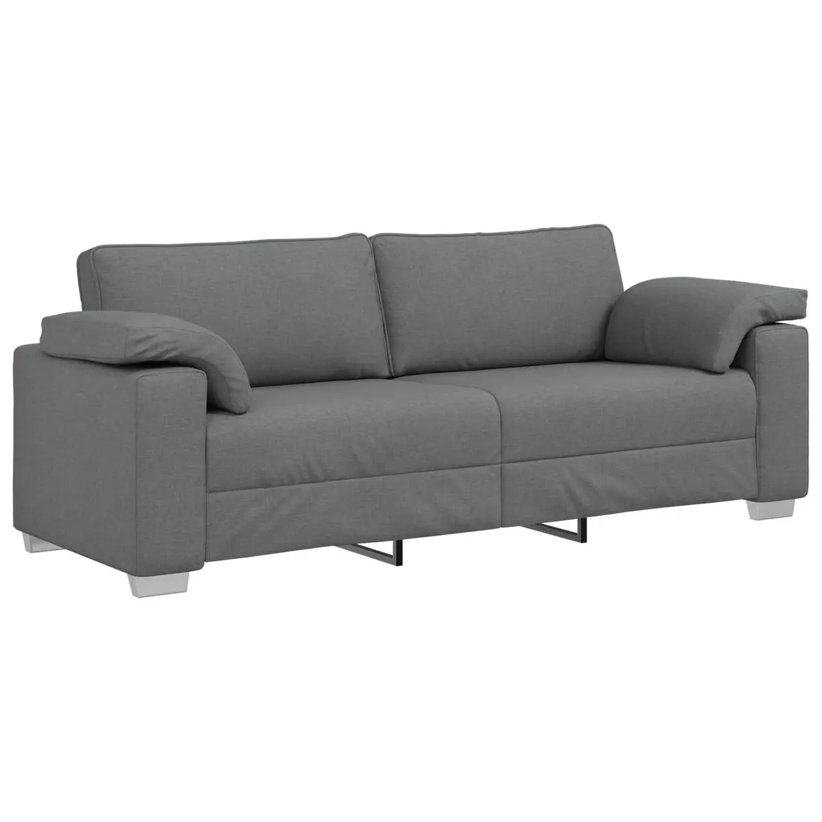 3-Seater Sofa Fabric 220cm Grey Modern Living Room Couch Armrest Lounge Seat