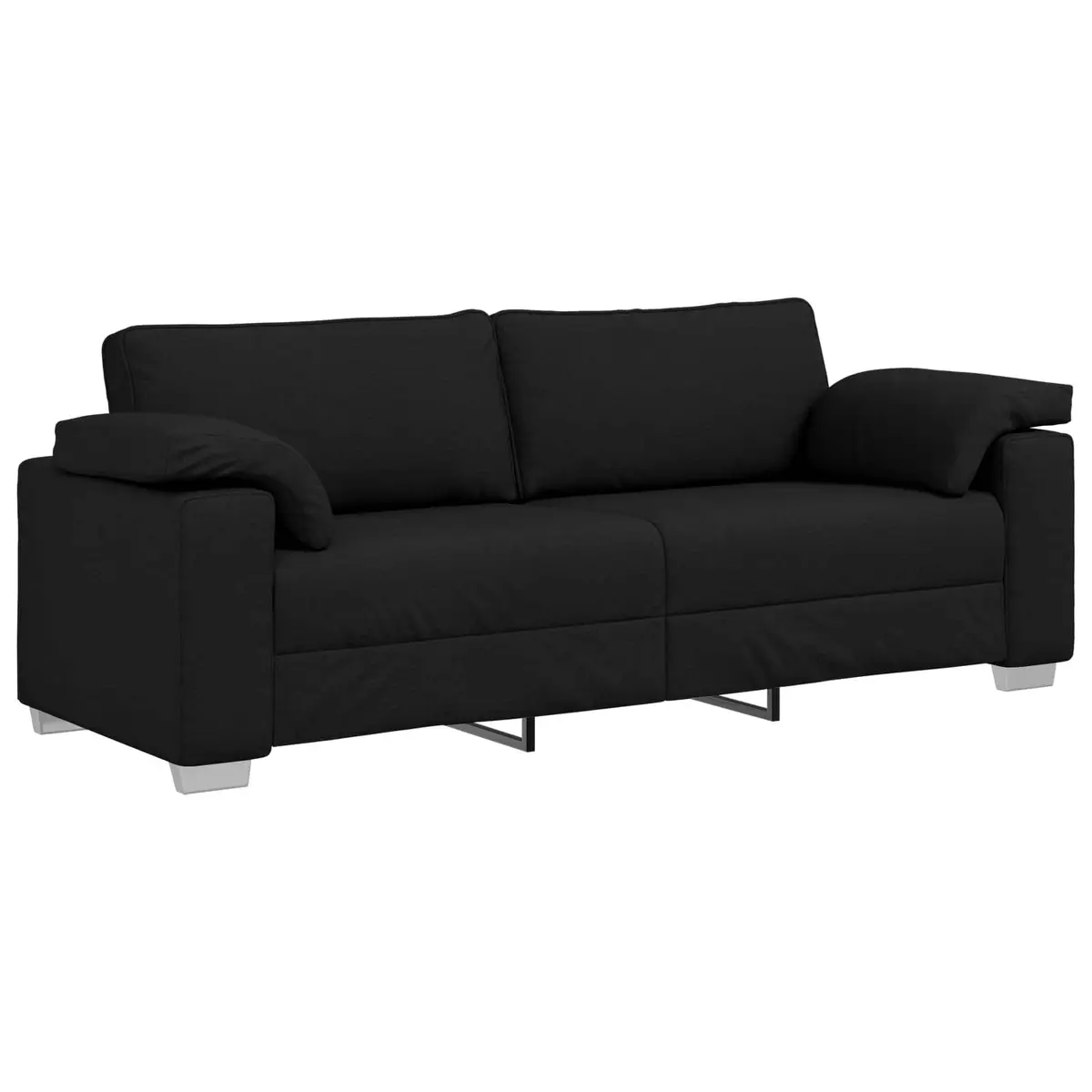 Black 3-Seater Sofa 220cm Durable Modern Fabric Couch