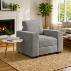 Light Grey Velvet Armchair with Padded Comfort