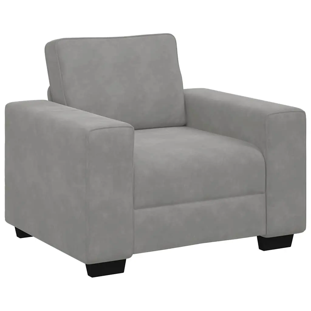Light Grey Velvet Armchair with Padded Comfort