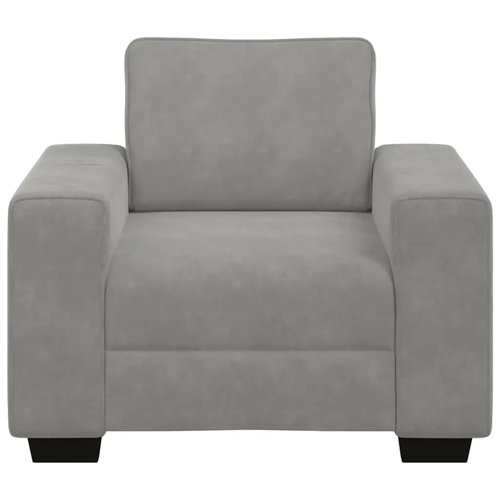 Light Grey Velvet Armchair with Padded Comfort