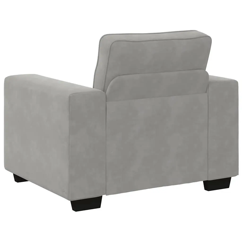 Light Grey Velvet Armchair with Padded Comfort