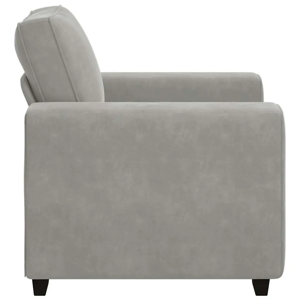 Light Grey Velvet Armchair with Padded Comfort
