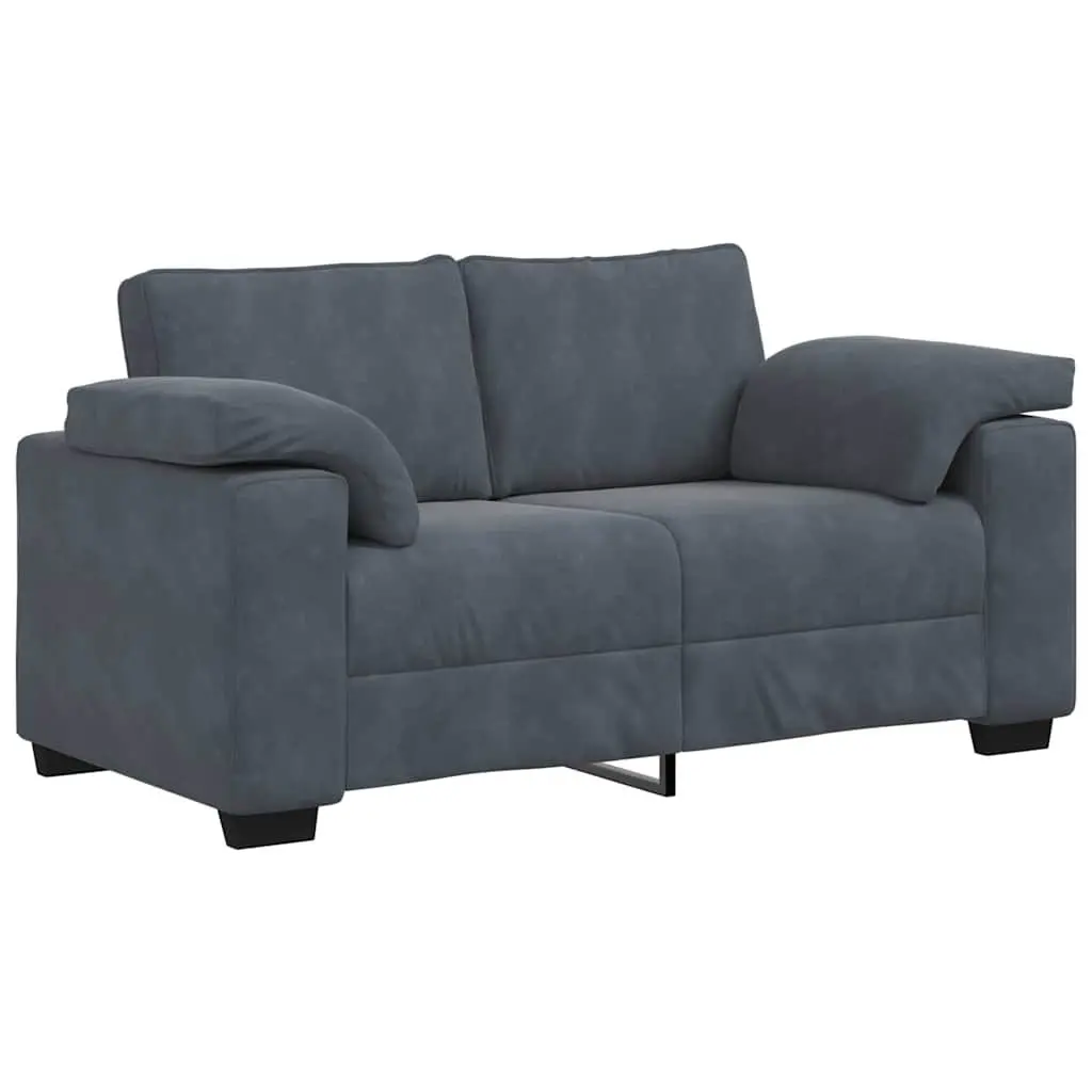 Loveseat Sofa Velvet Dark Grey 2 Seater 160 x 77 x 82 cm