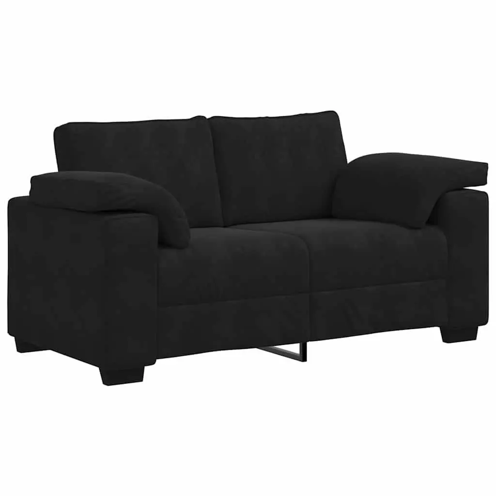 Loveseat Sofa Velvet Black 160x77x82 cm Compact Two Seater