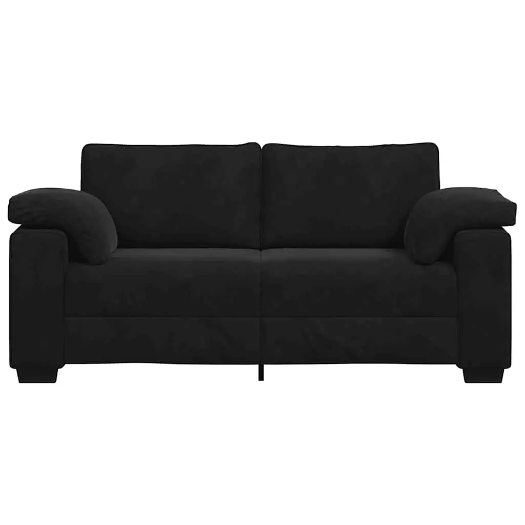 Black Velvet Loveseat Sofa 180x77x82 cm
