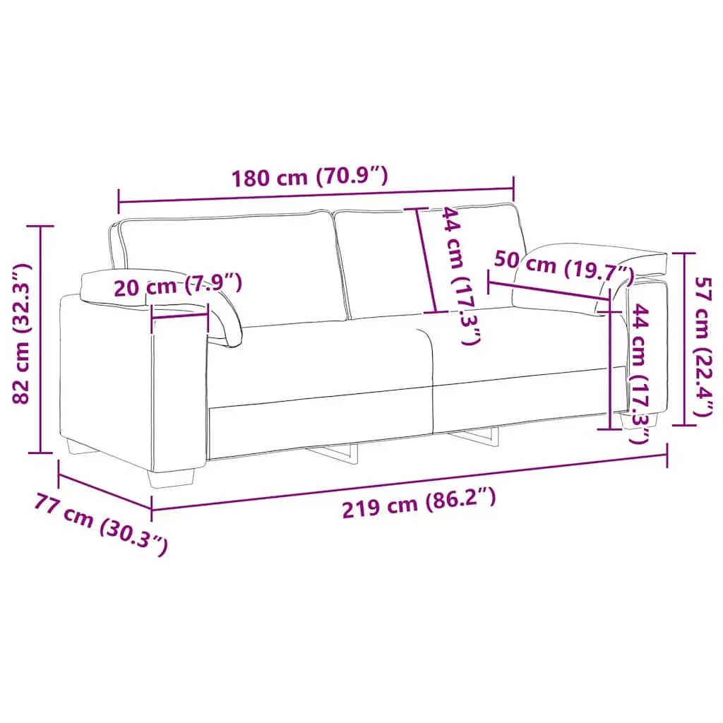 3-Seater Sofa Velvet Grey 220x77x82 cm