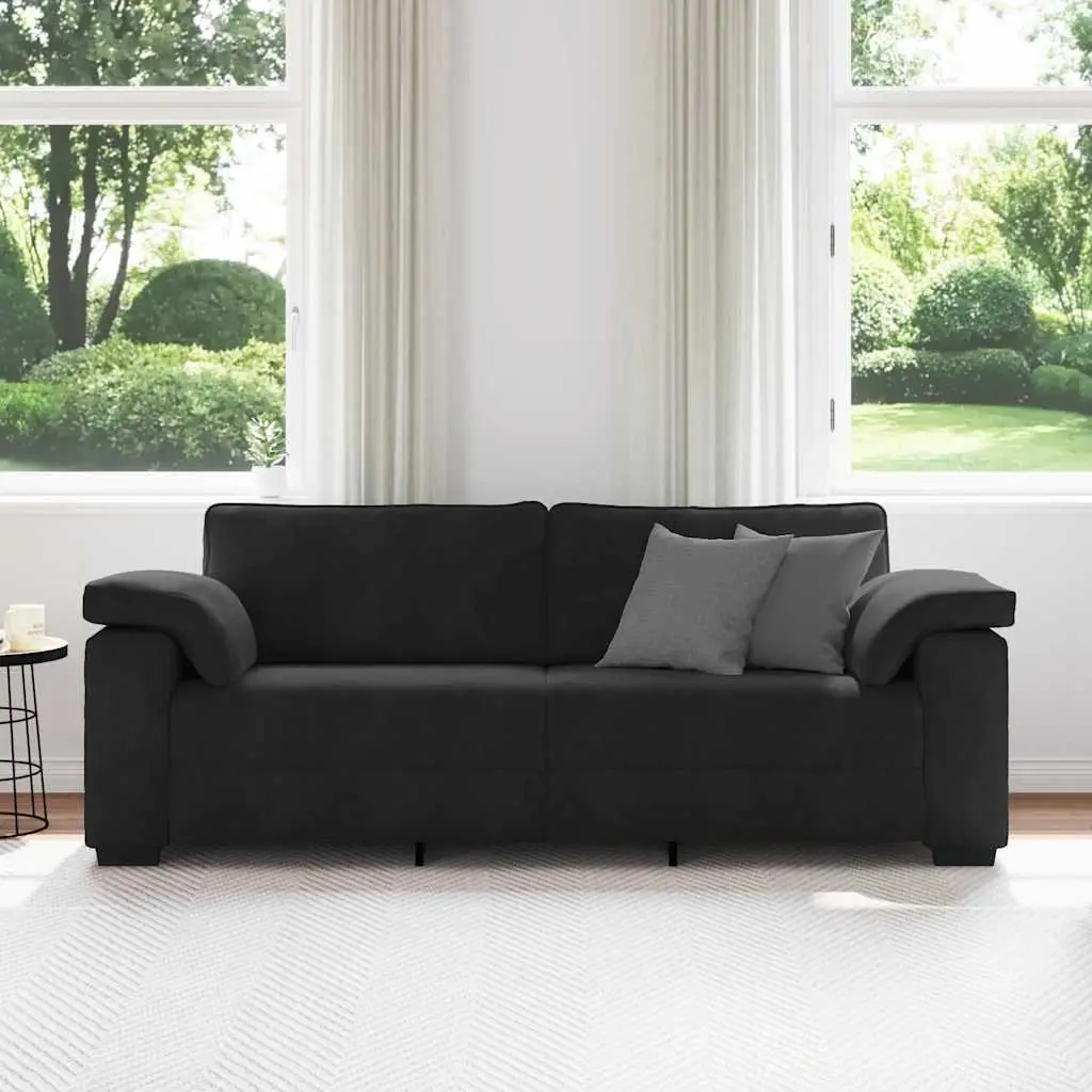 3-Seater Sofa in Black Velvet for Living Spaces