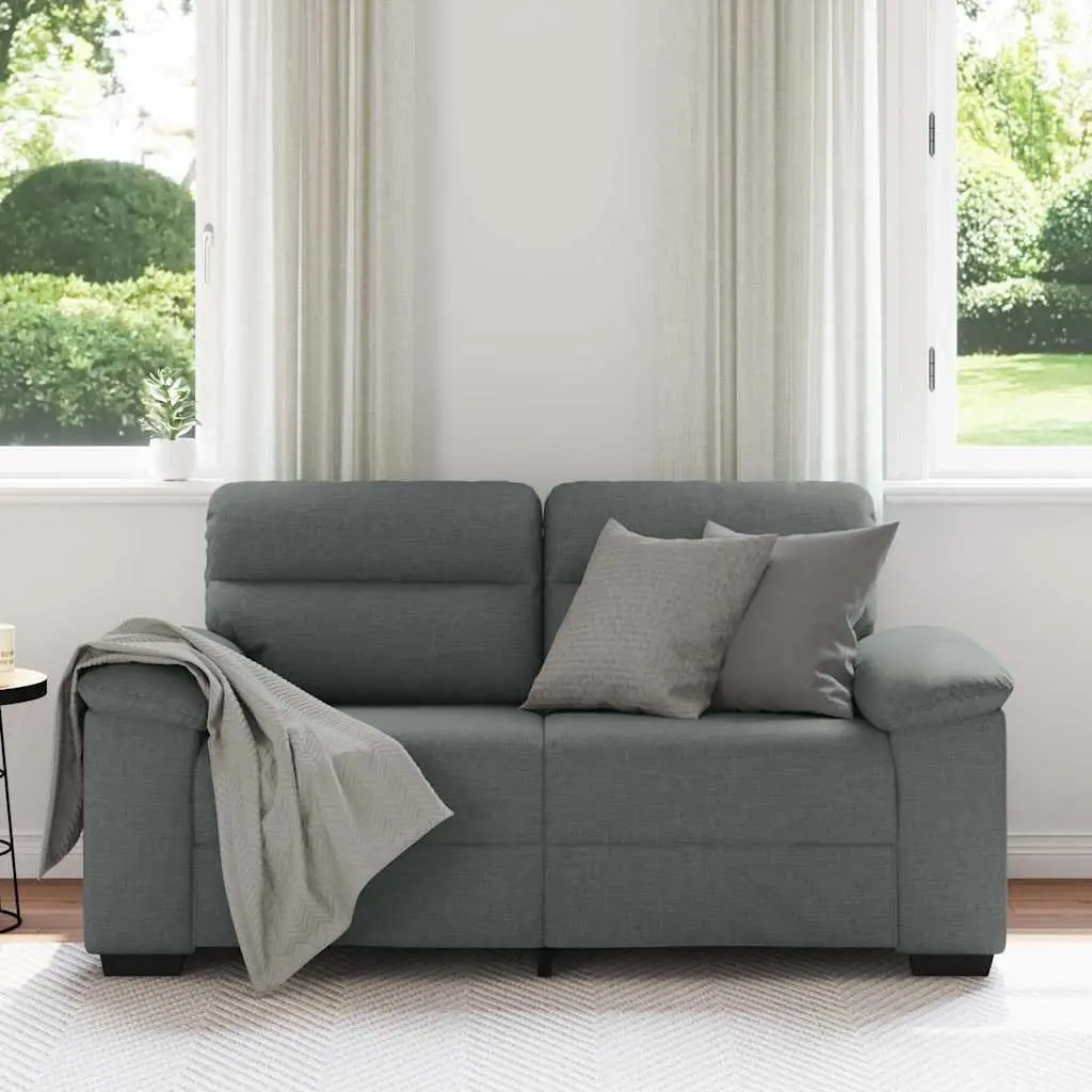 2-Seater Sofa in Grey Fabric for Comfort