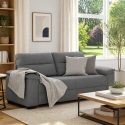 Sturdy 2-Seater Sofa in Dark Grey Fabric for Living Rooms