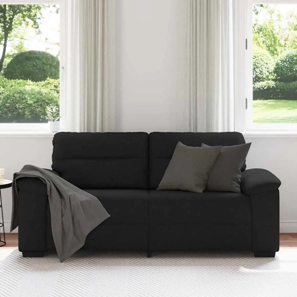 2-Seater Sofa Polyester Fabric Black