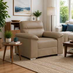 Durable Brown Faux Leather Sofa Chair for Comfort