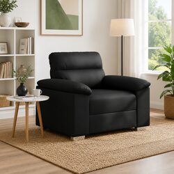 Black Faux Leather Sofa Chair with Durable Frame