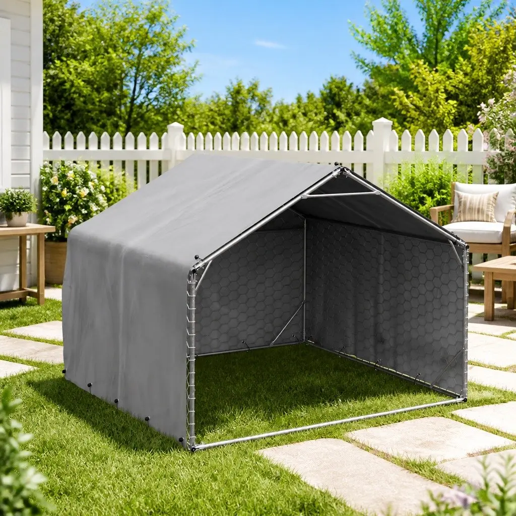 Outdoor Dog Kennel 2x2x1.5m Silver Galvanised Steel