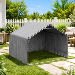 Sturdy Outdoor Dog Kennel 2x2x1.5m Silver Galvanised Steel