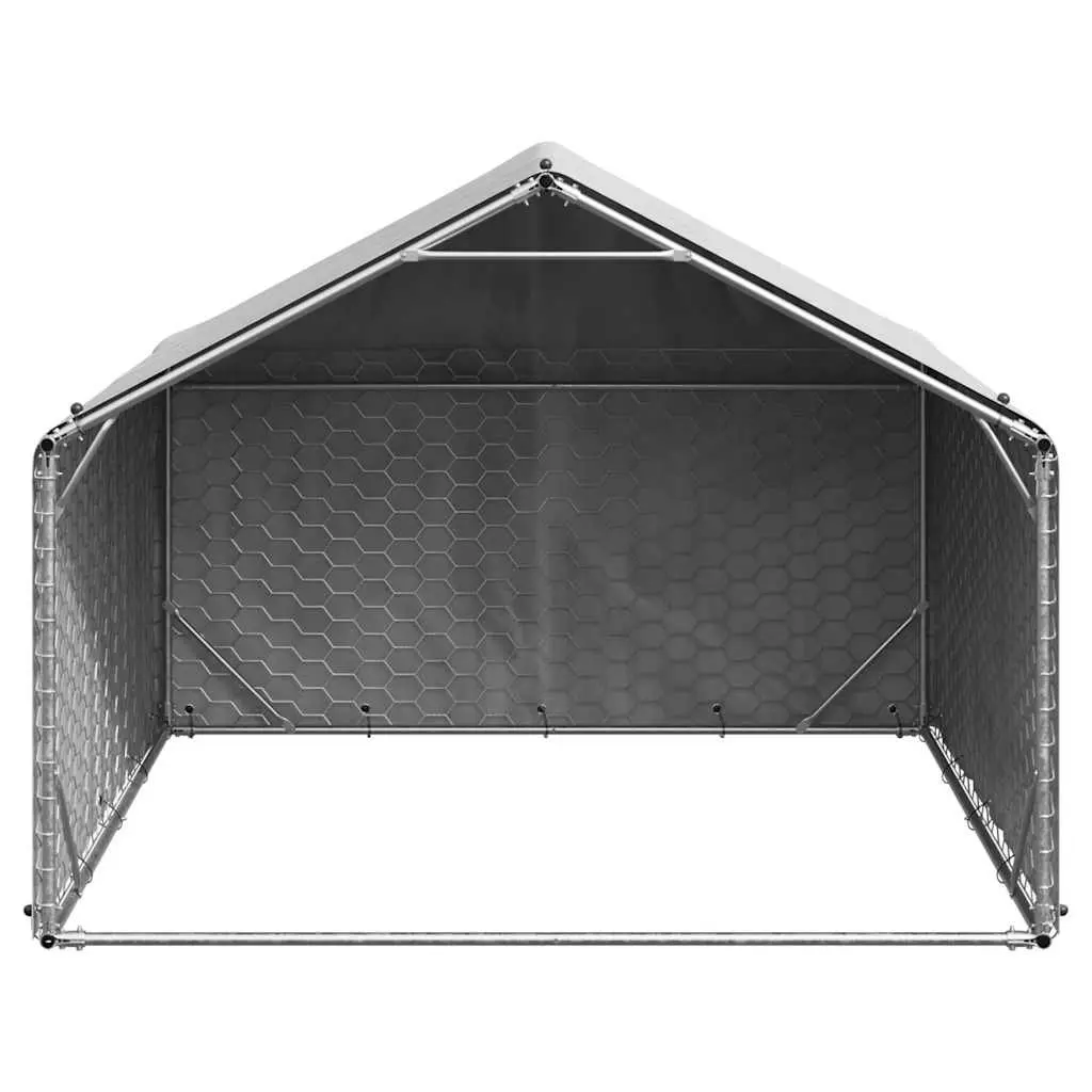Outdoor Dog Kennel 2x2x1.5m Silver Galvanised Steel