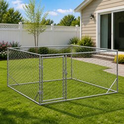 Durable 2x2x1m Galvanised Steel Dog Kennel with Secure Door