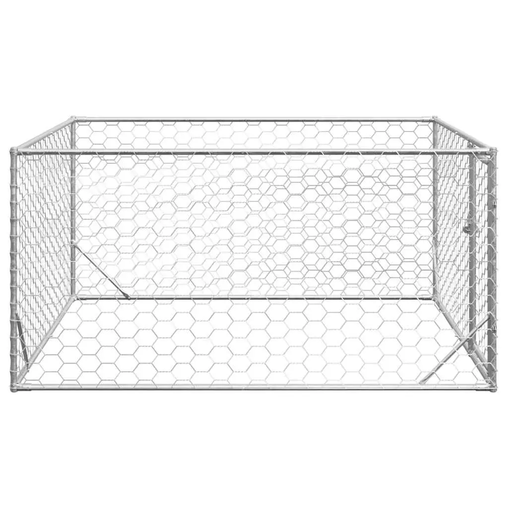 2x2x1m Galvanised Steel Dog Kennel with Secure Door
