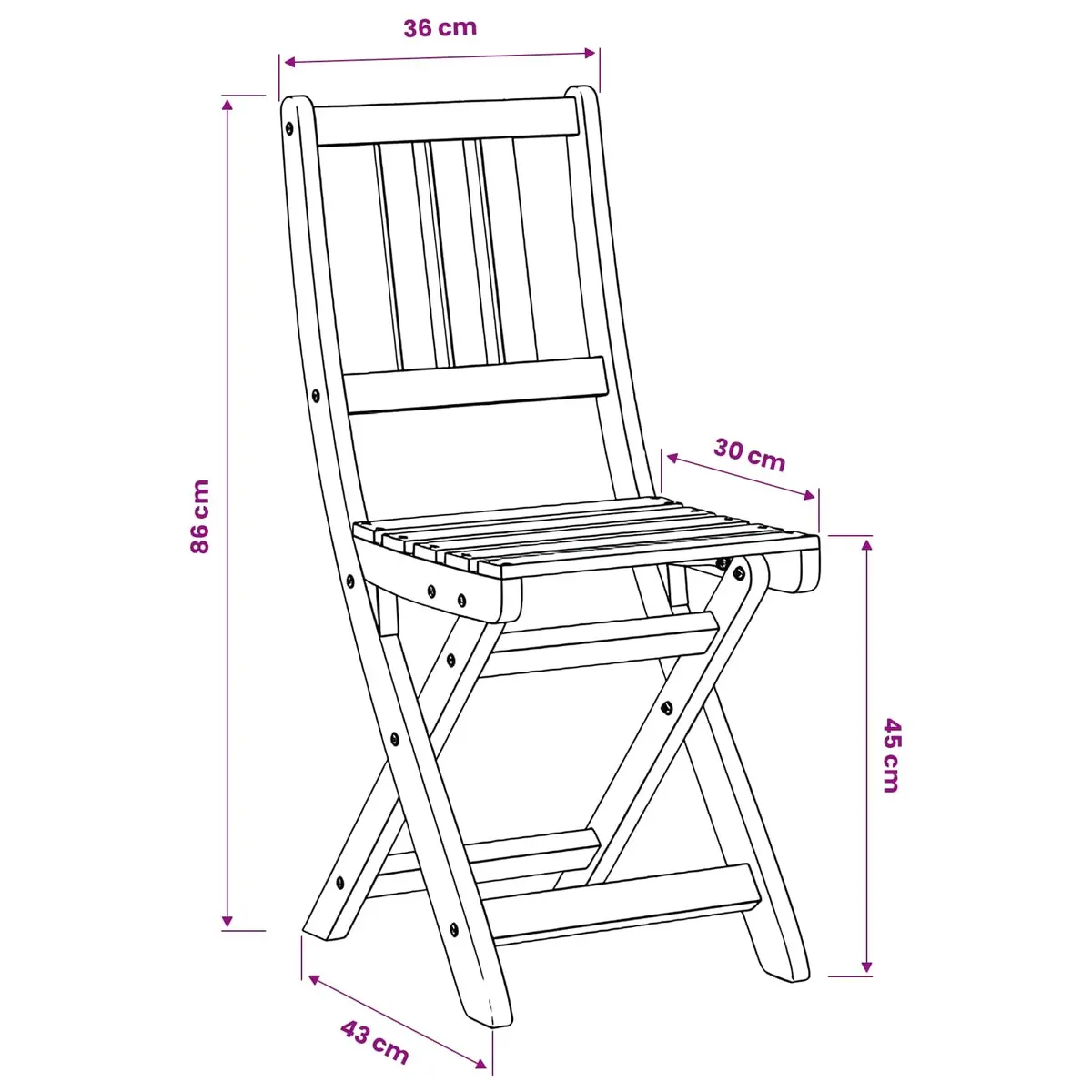 Bistro Chairs Solid Acacia Wood Foldable Set 2 pcs Brown