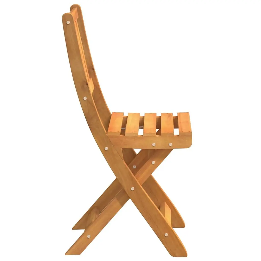 Bistro Chairs Solid Acacia Wood Foldable Set 2 pcs Brown