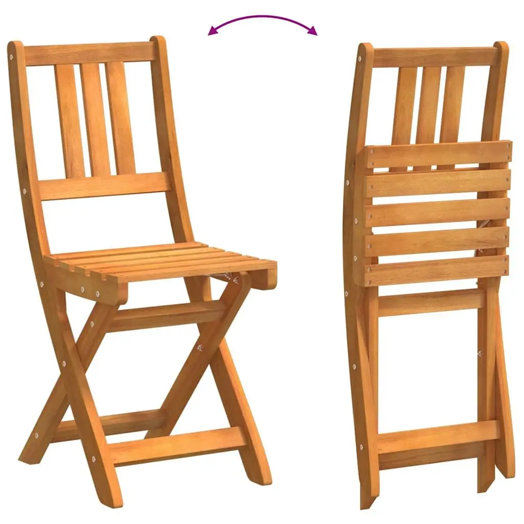 Bistro Chairs Solid Acacia Wood Foldable Set 2 pcs Brown