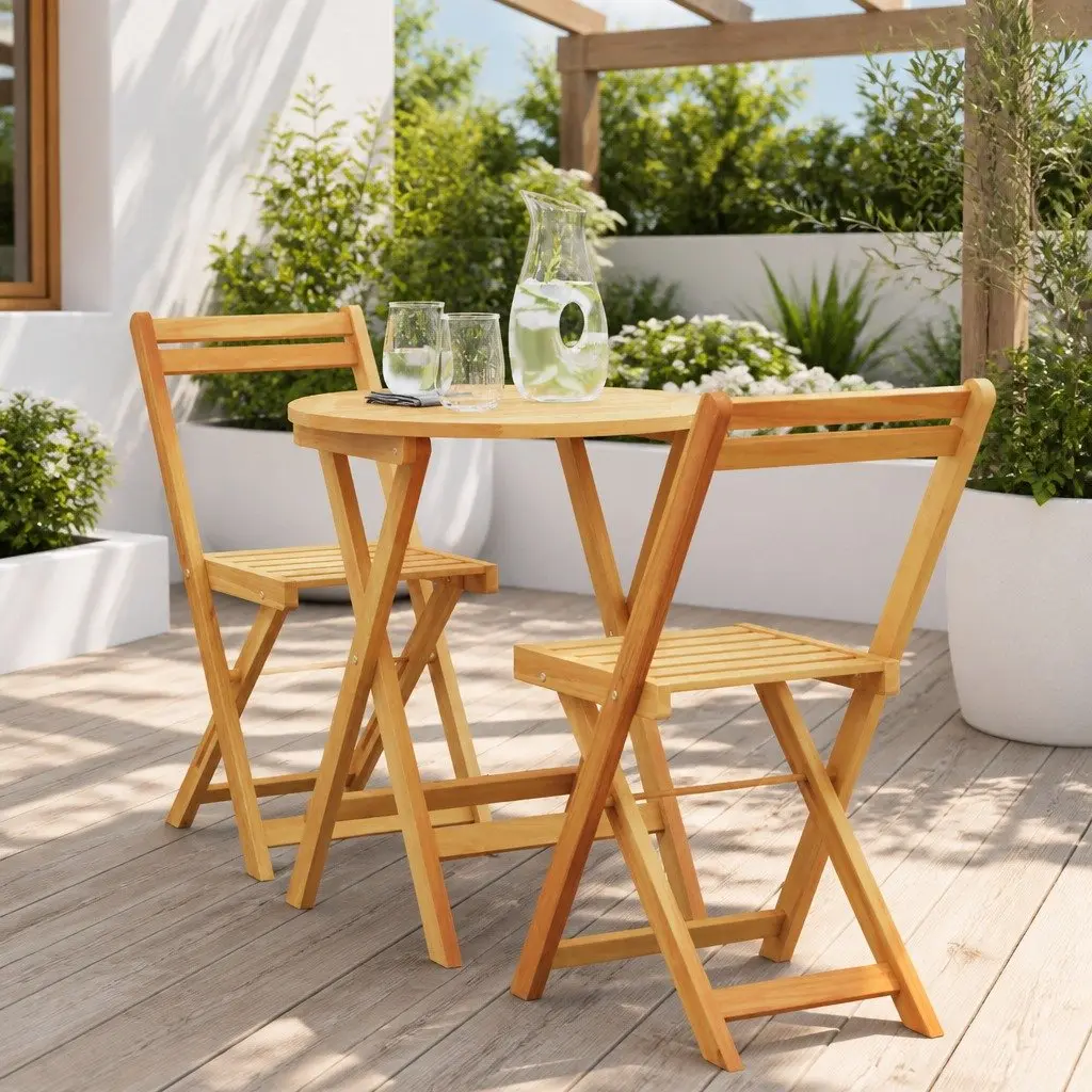 3-Piece Garden Dining Set with Square Table and Chairs