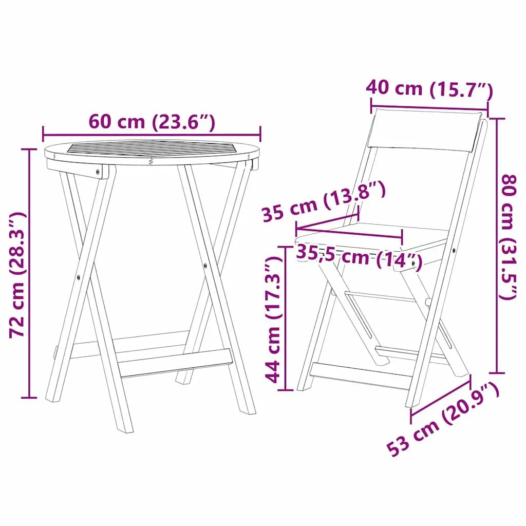 3-Piece Garden Dining Set with Square Table and Chairs