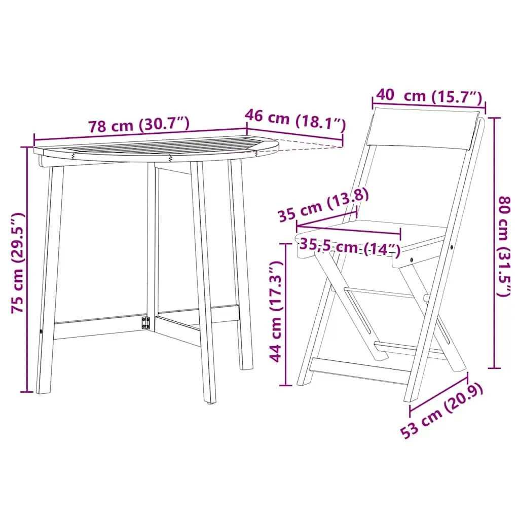 3-Piece Bistro Set for Outdoor Use