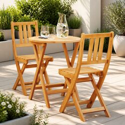 Premium Folding Bistro Set 3 Piece Outdoor Dining Furniture