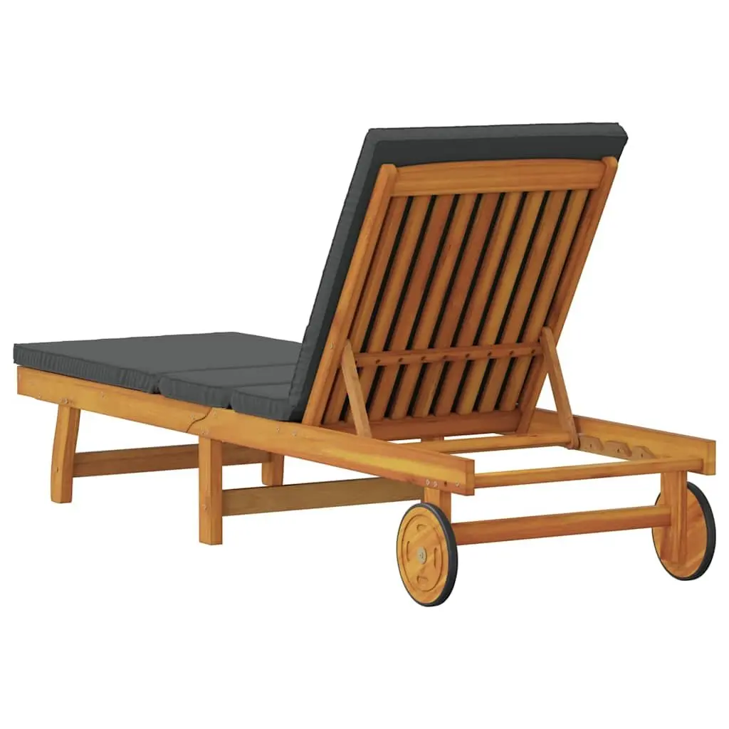 Sun Lounger Acacia Wood Adjustable Backrest Footrest Brown