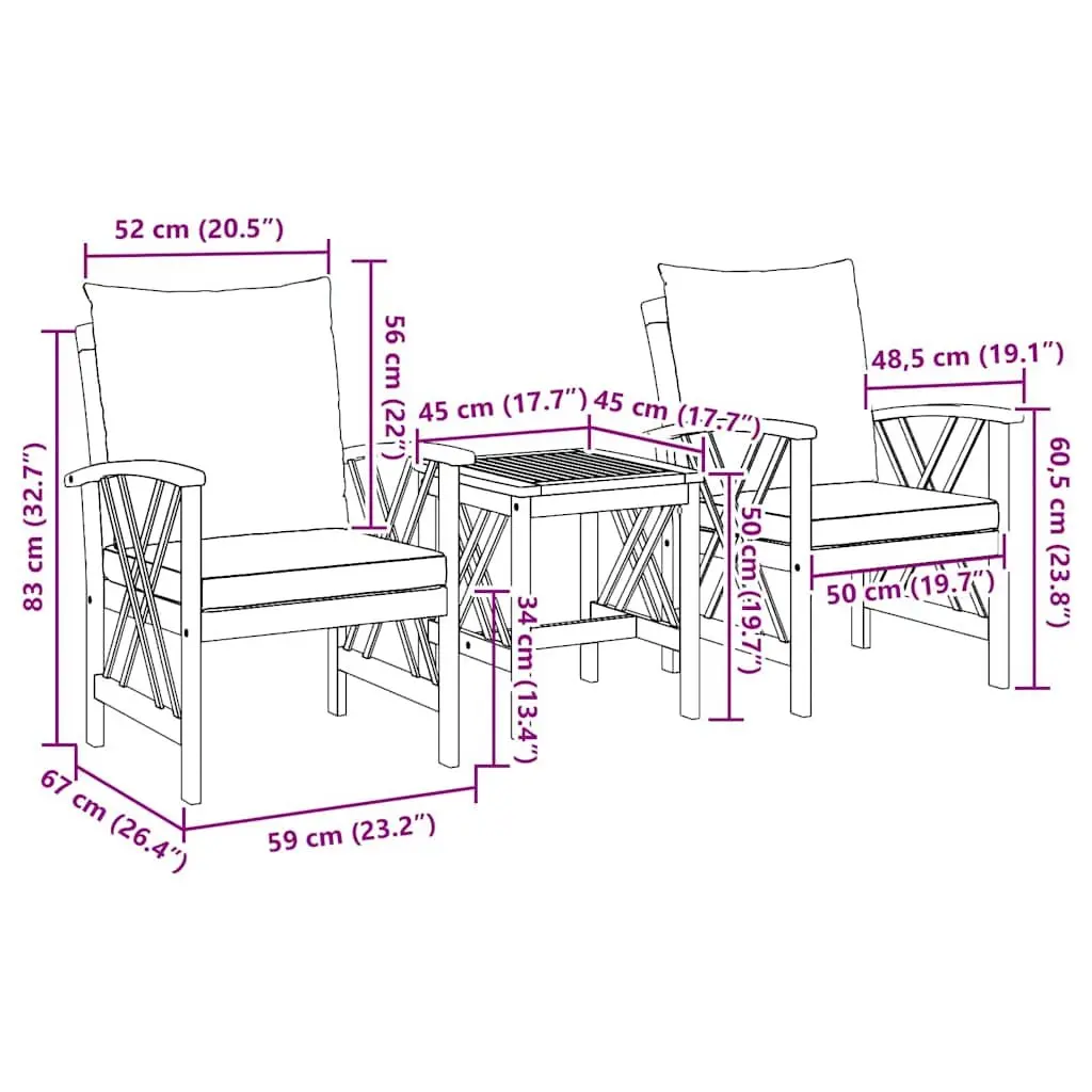 3-Piece Garden Sofa Set for Outdoor Relaxation