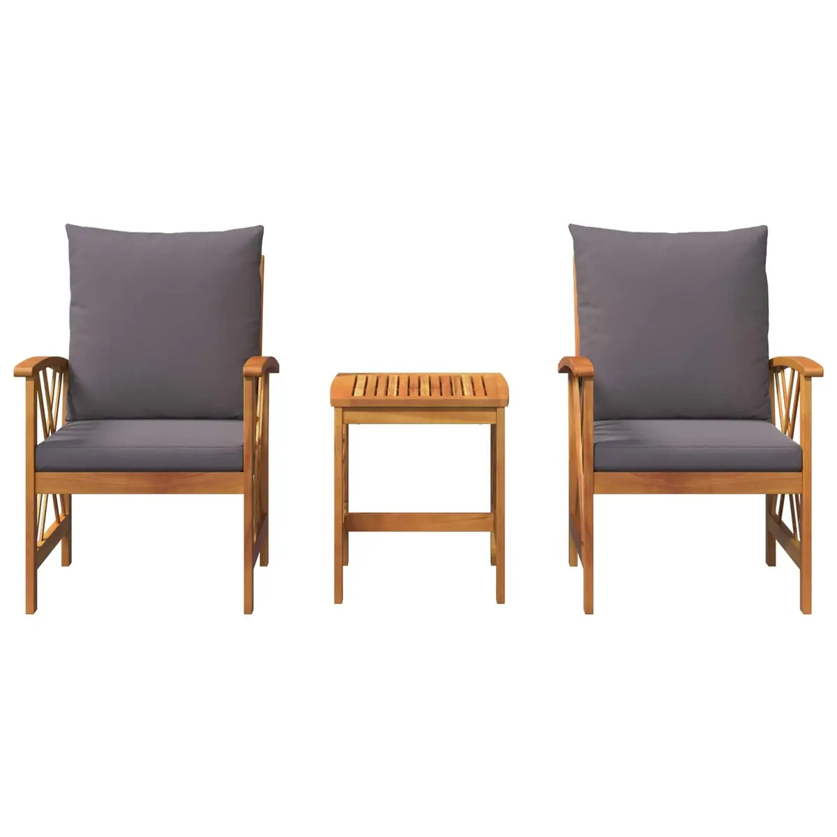 3 Piece Garden Sofa Set Solid Acacia Wood Brown Outdoor Furniture