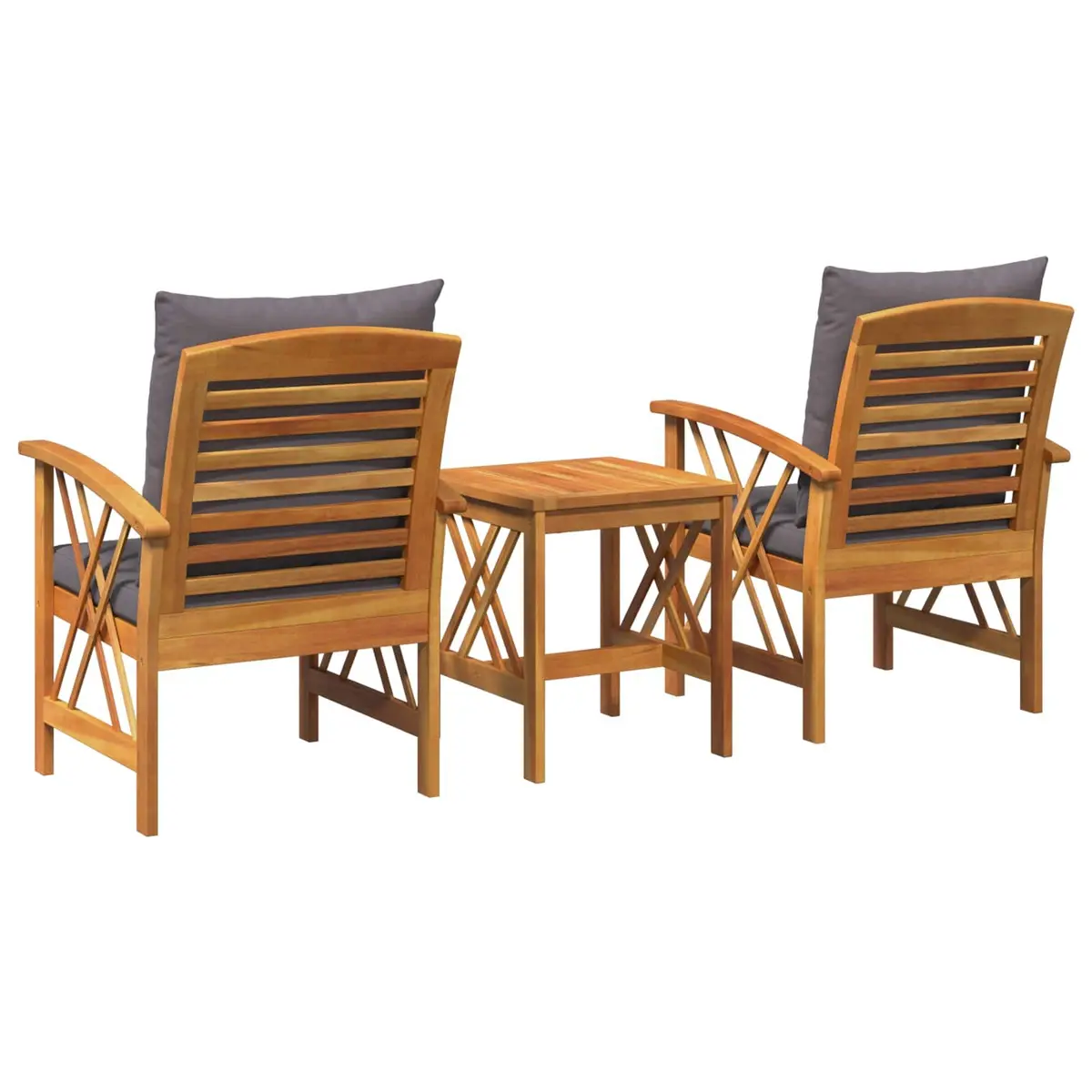 3 Piece Garden Sofa Set Solid Acacia Wood Brown Outdoor Furniture