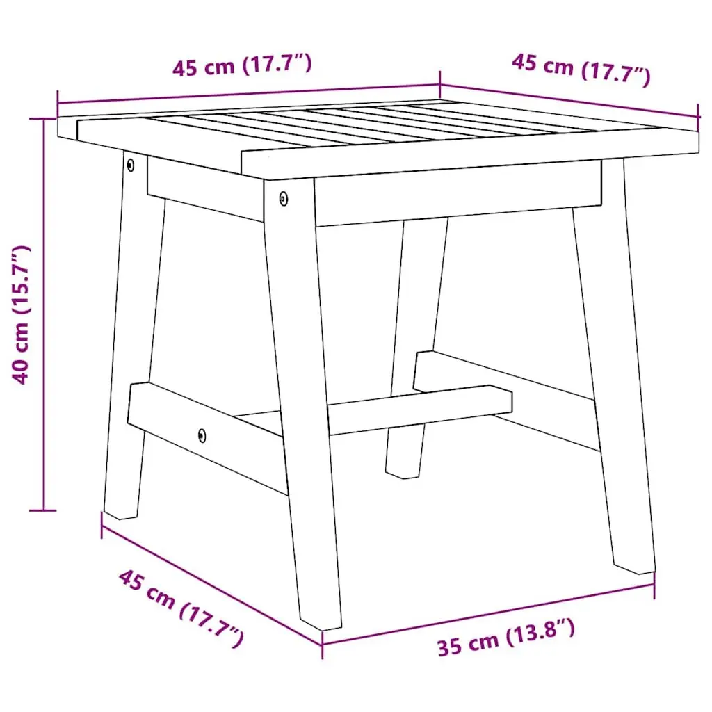 Solid Acacia Wood Side Table for Outdoors