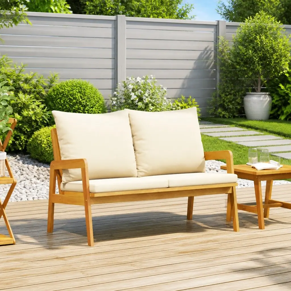 Solid Acacia Wood Garden Bench for Outdoor Seating