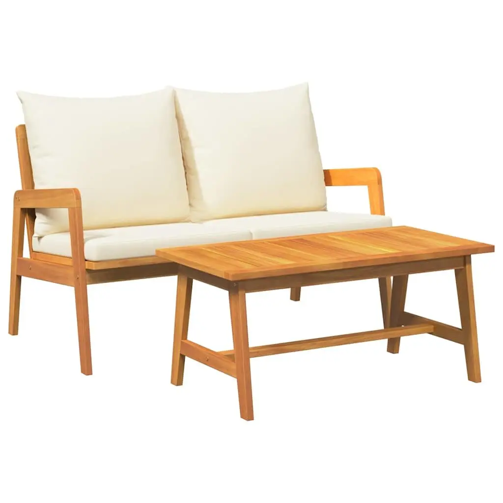 Sectional Sofa Unit Solid Acacia Wood 2 Piece Brown