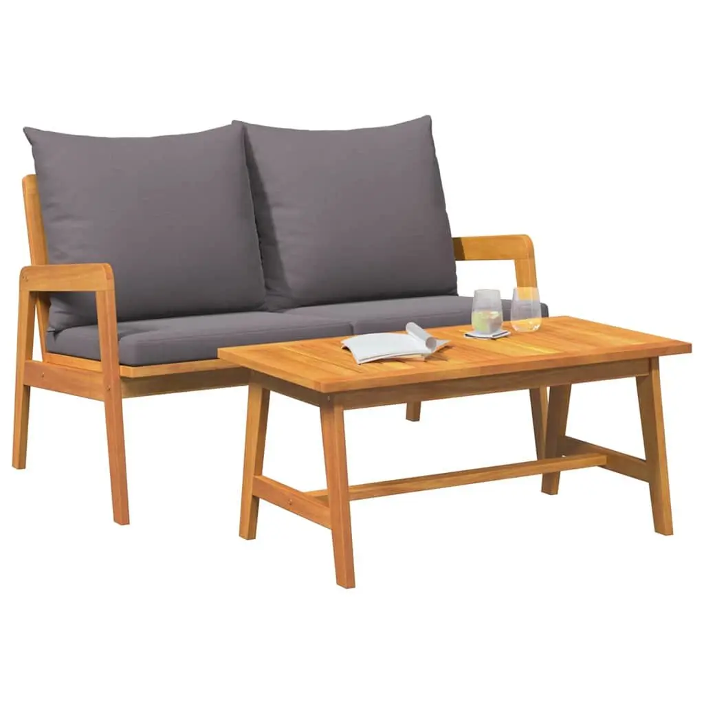 Solid Acacia Wood Outdoor Sectional Sofa Set with Cushions